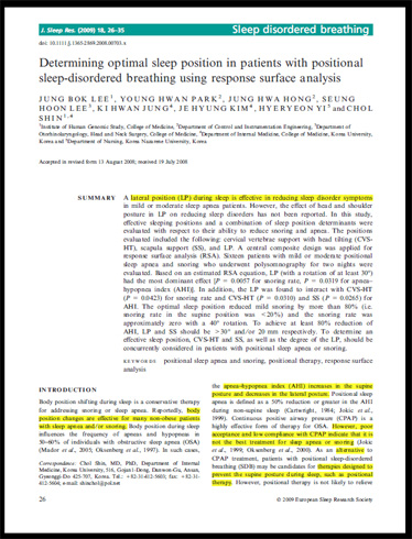 Capa do artigo Determining optimal sleep position in patients with positional sleep-disordered breathing