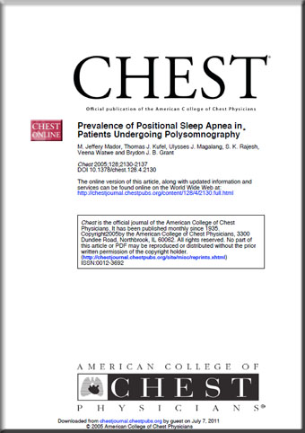 Capa do artigo Prevalence of Positional Sleep Apnea in Patients Undergoing Polysomnography